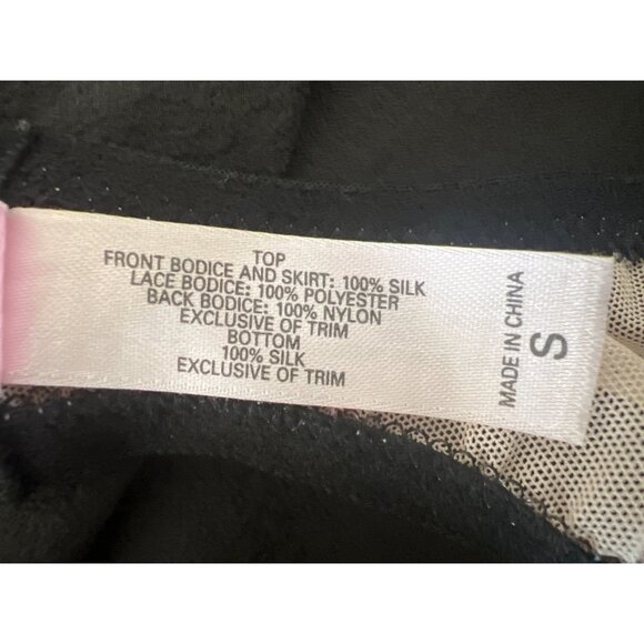 Victoria's Secret Black & Pink Lace Trim Silk Chemise Nightie - Picture 4 of 5